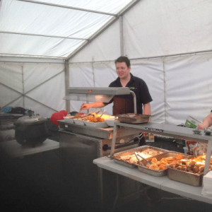 Liam preparing for mobile carvery event