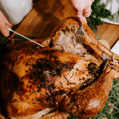 Carving a roast turkey
